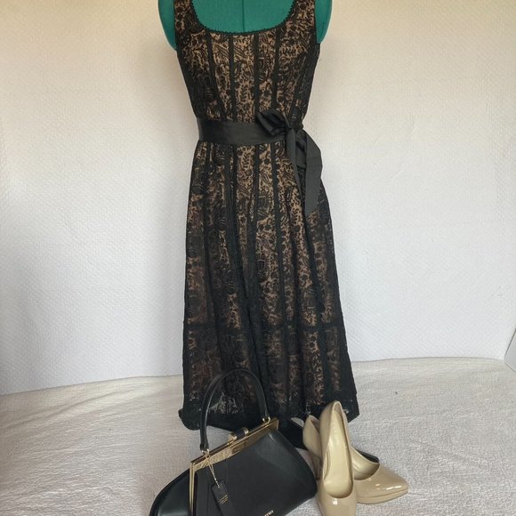 Nanette Lepore Black Lace Dress with Nude Underslip sz 2 NWT - Picture 9 of 12